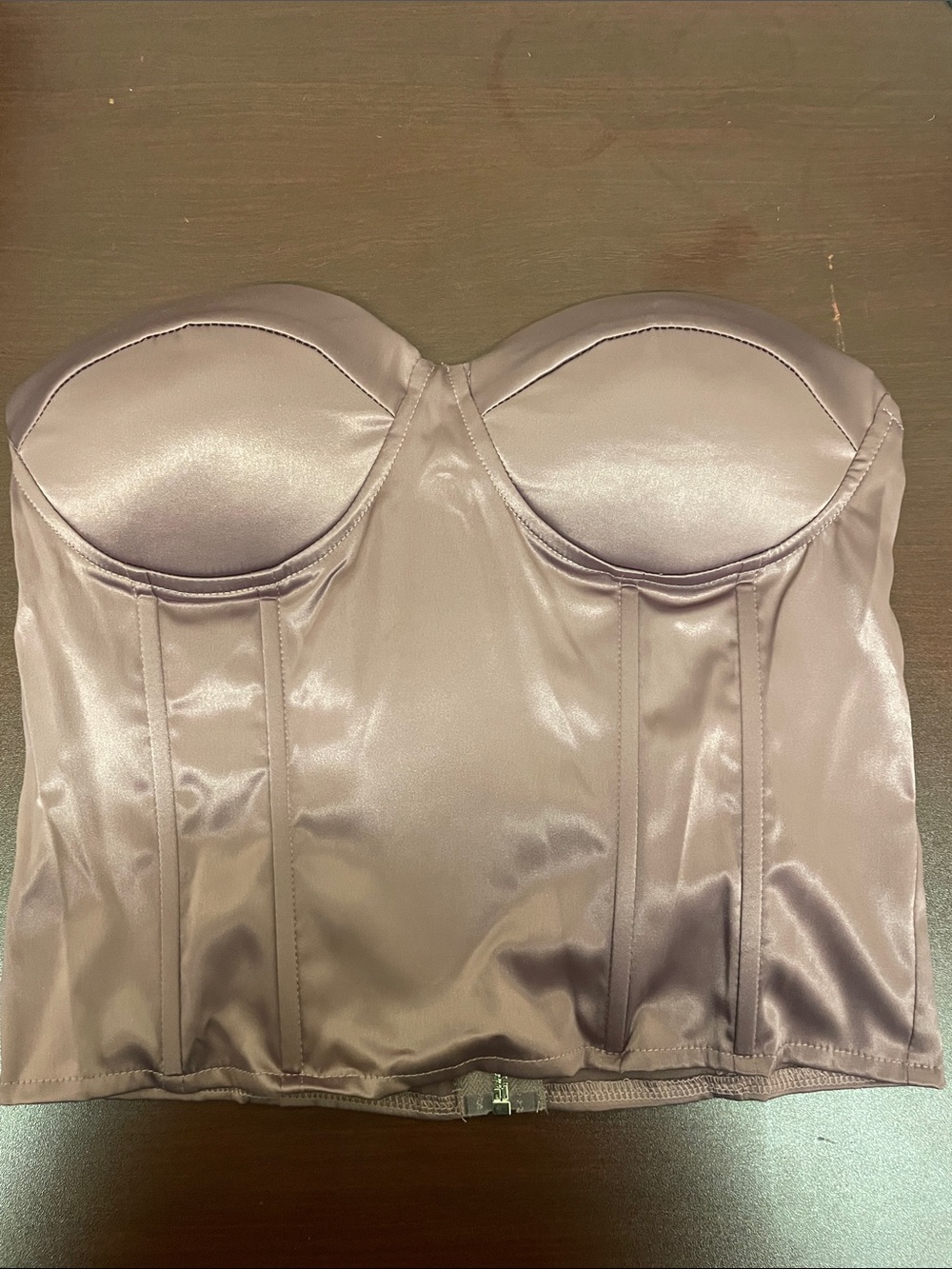 Strapless Satin Bustier Corset Top in Mauve | Size: M